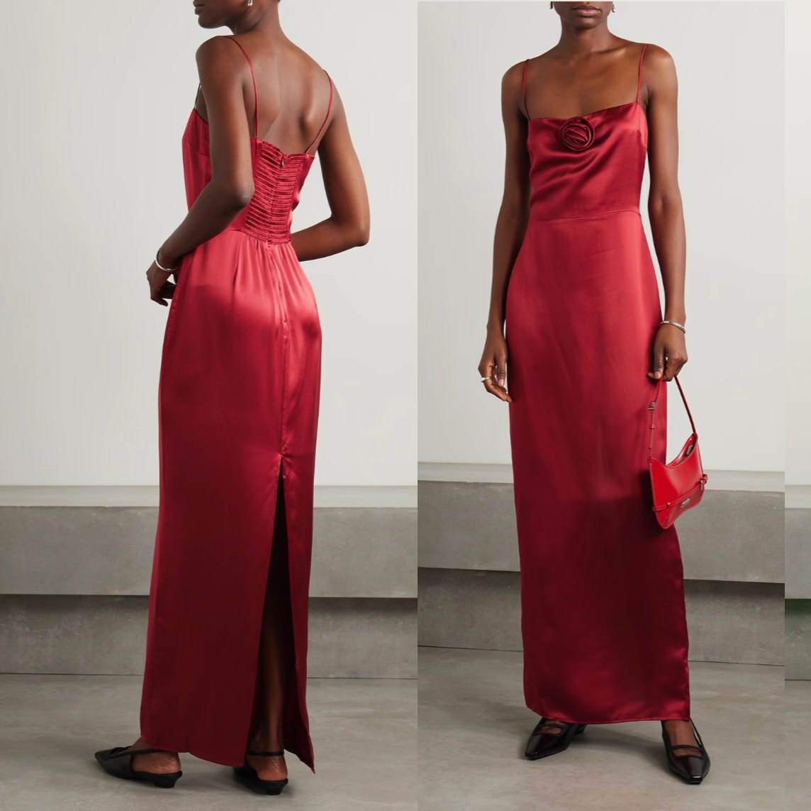 NWT REFORMATION Red Frankie Rosette Sleeveless Silk Maxi Dress Size 8