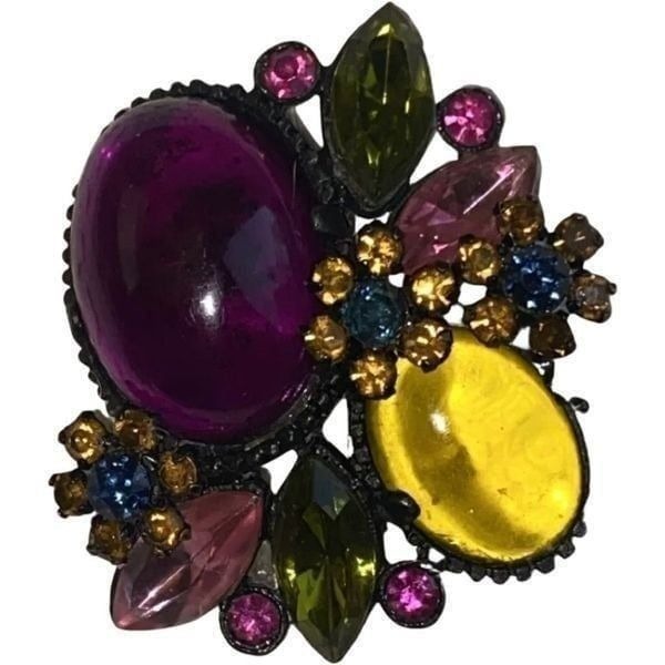 Vintage Unique Colorful Floral Retro Jelly Belly Estate Find Pin/Brooch