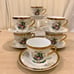 Set of 6 Vintage Yusui Fine Porcelain Cups & Saucers Iridescent Demitasse Espres