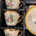 Set of 6 Vintage Yusui Fine Porcelain Cups & Saucers Iridescent Demitasse Espres