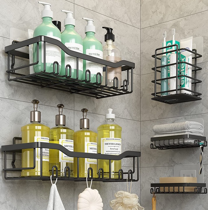 Shower Caddy, Shower Shelves [5-Pack], Adhesive Shower Organizer No Drill