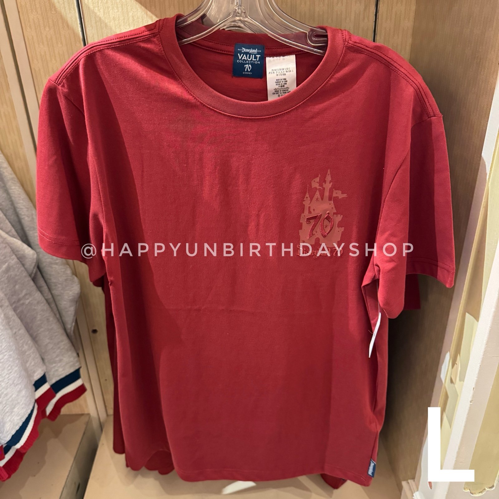 Disney Parks Disneyland 70th Anniversary Celebration Red T-Shirt L