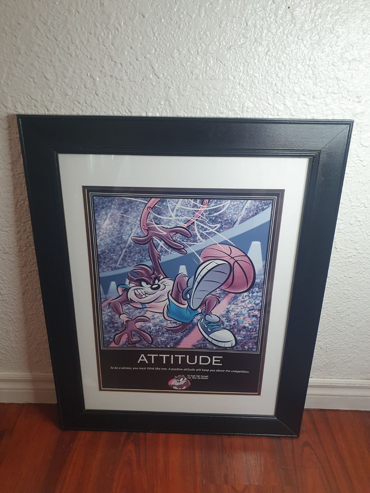 Vintage 1998 Taz LooneyTunes Attittude poster framed