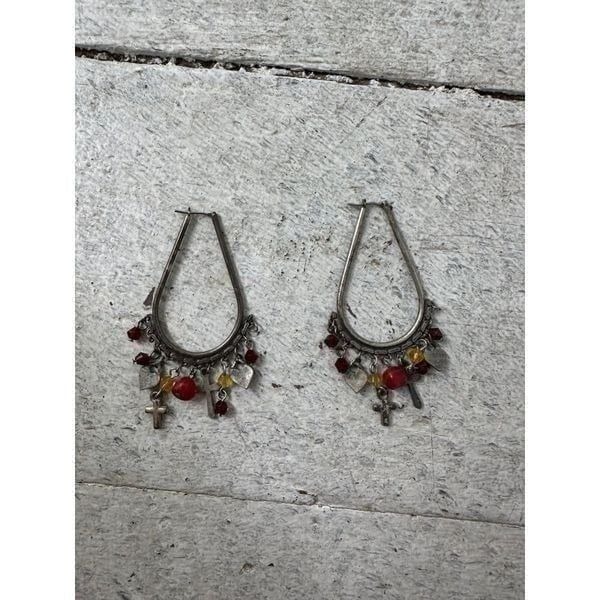 Vintage Rustic Charm Heart And Cross Earring
