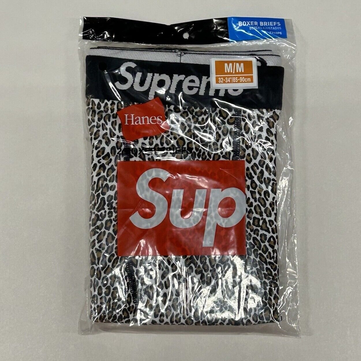 Supreme Boxers 2 Pack Leopard Logo Briefs Hanes Underwear Designer New Authentic