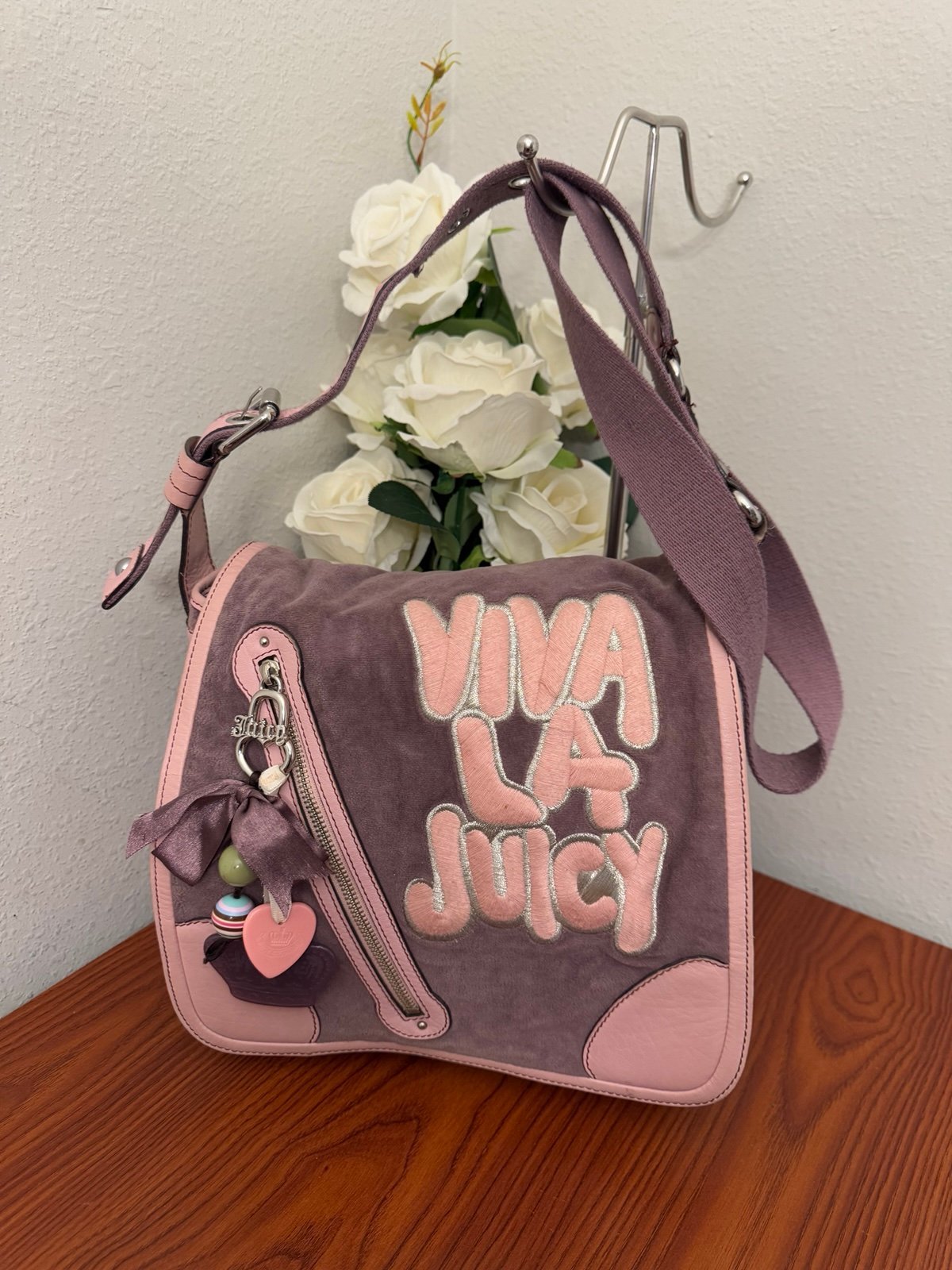 Vintage Pink Juicy Couture Messenger Crossbody Bag Viva La Juicy
