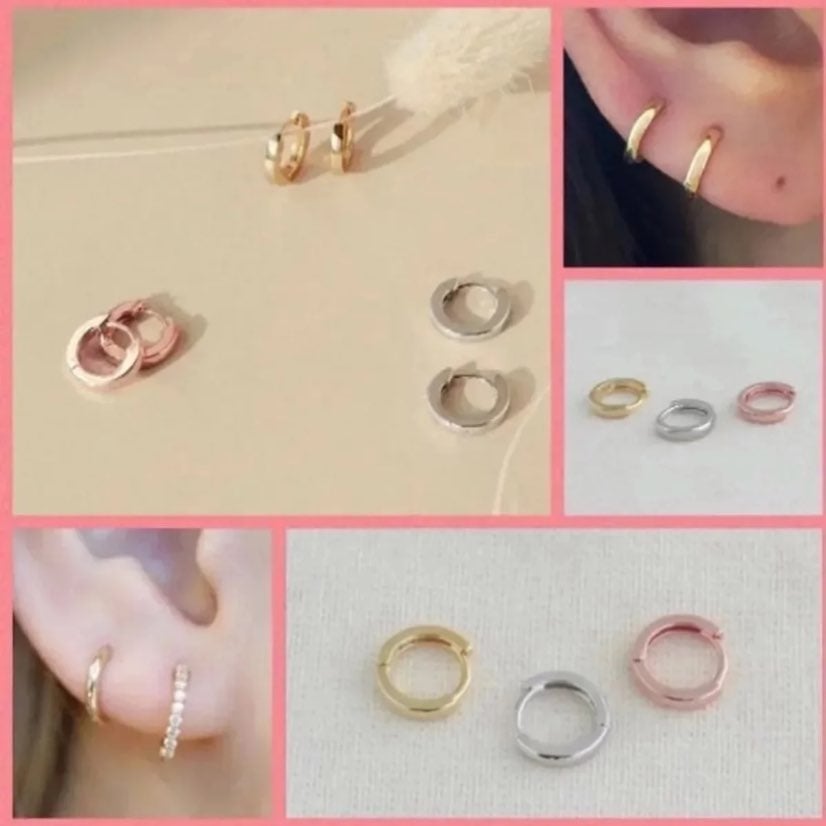 14K Gold Tiny Huggie Hoop Earrings, NWT