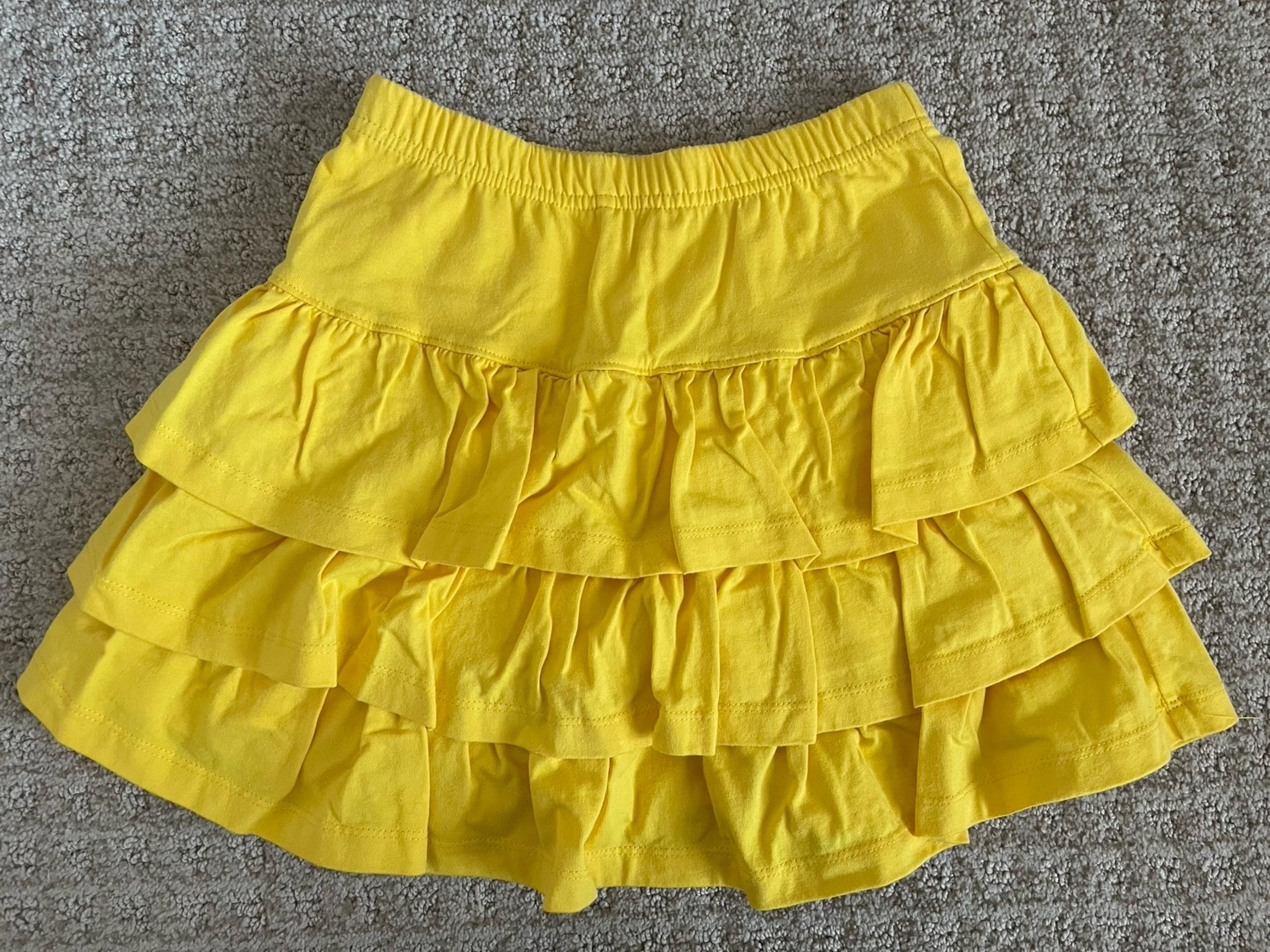Hanna Andersson Girls Yellow Tiered Skirt, Size 130 (US 8)
