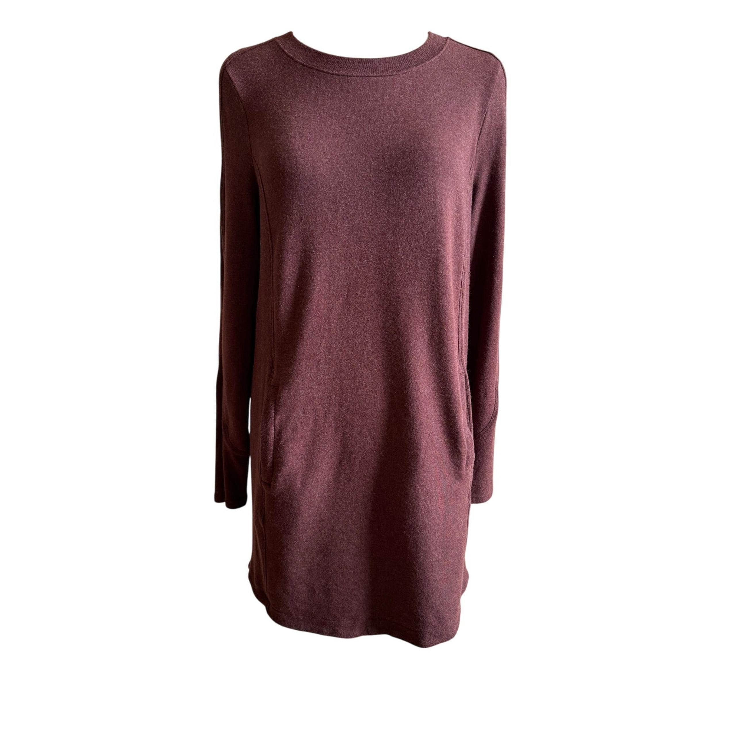 Athleta Modal Tunic Sweatshirt Dress Size Medium EUC Burgundy