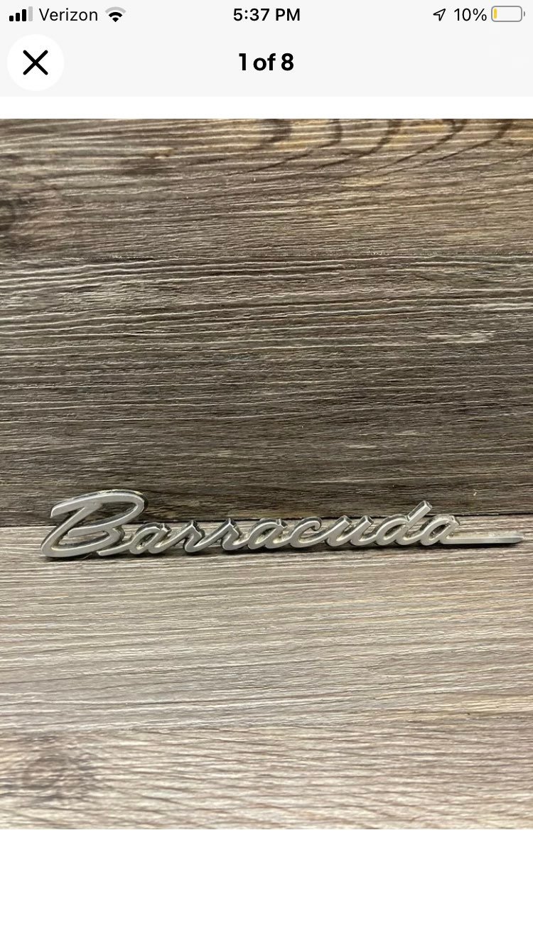 1968 69 70 PLYMOUTH BARRACUDA FENDER EMBLEM OEM 2898938