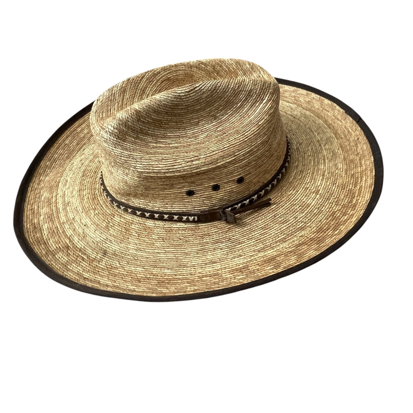 Cody James 15X Toasted Palm Straw Hat Brown Leather Band Mens 7 1/4