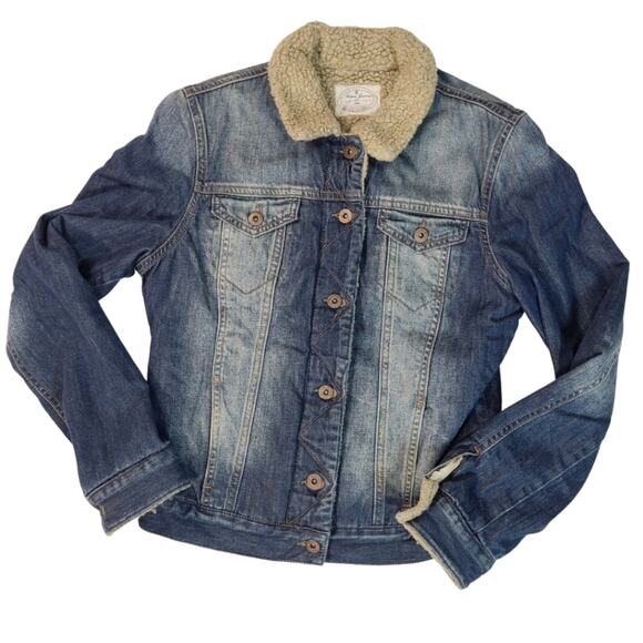 JACKET Mavi jeans denim jacket faux sherpa lining small