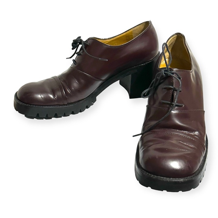 Sergio Rossi Women's Chunky Heel Lace Up Shoes, Size 38EU, Y2K