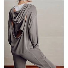 FREE PEOPLE Movement Back Into It Olive Green Long Sleeve Rounded Hoodie Sz XS