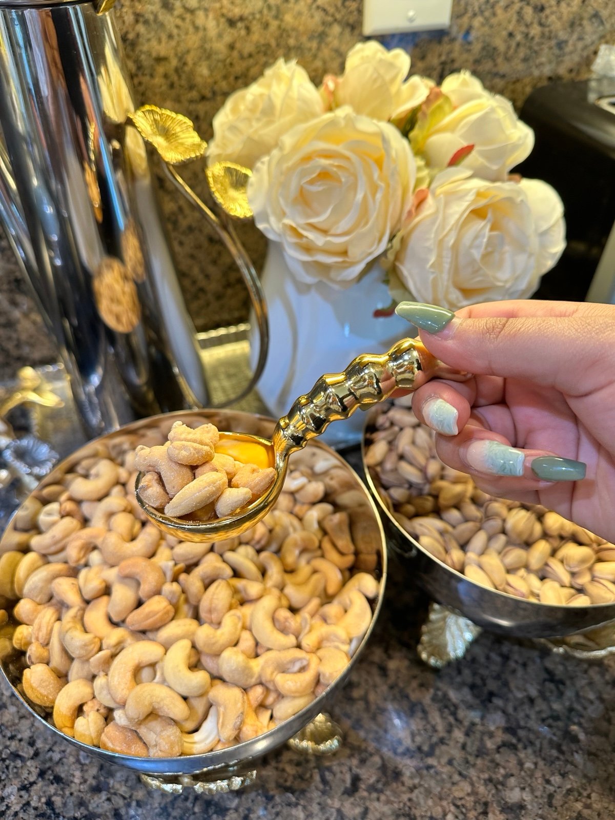 Gold beaded coffee scoops