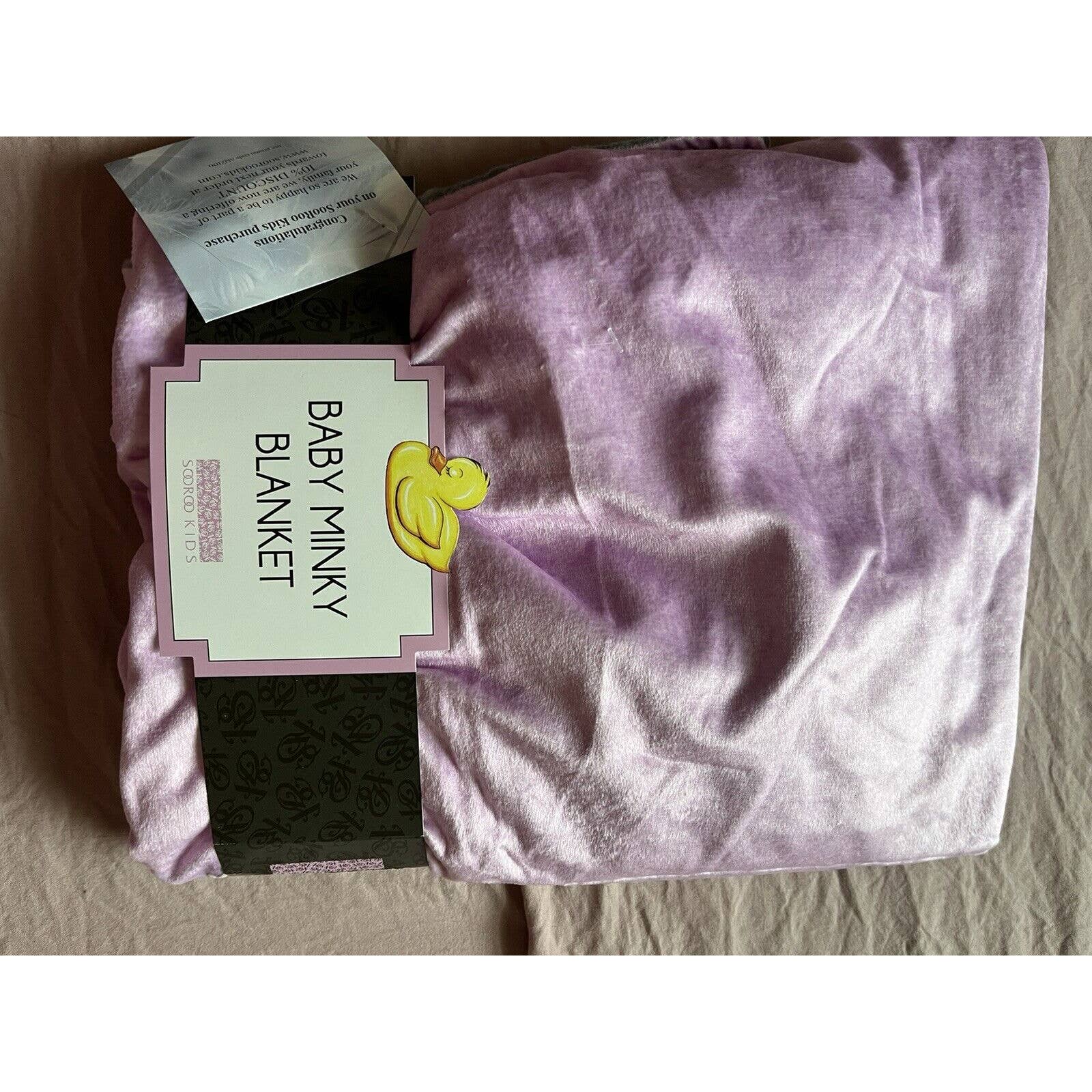 SooRoo Kids: Baby Minky Blanket, Soft Cozy, Duck, Pink/gray. Reversible, dots
