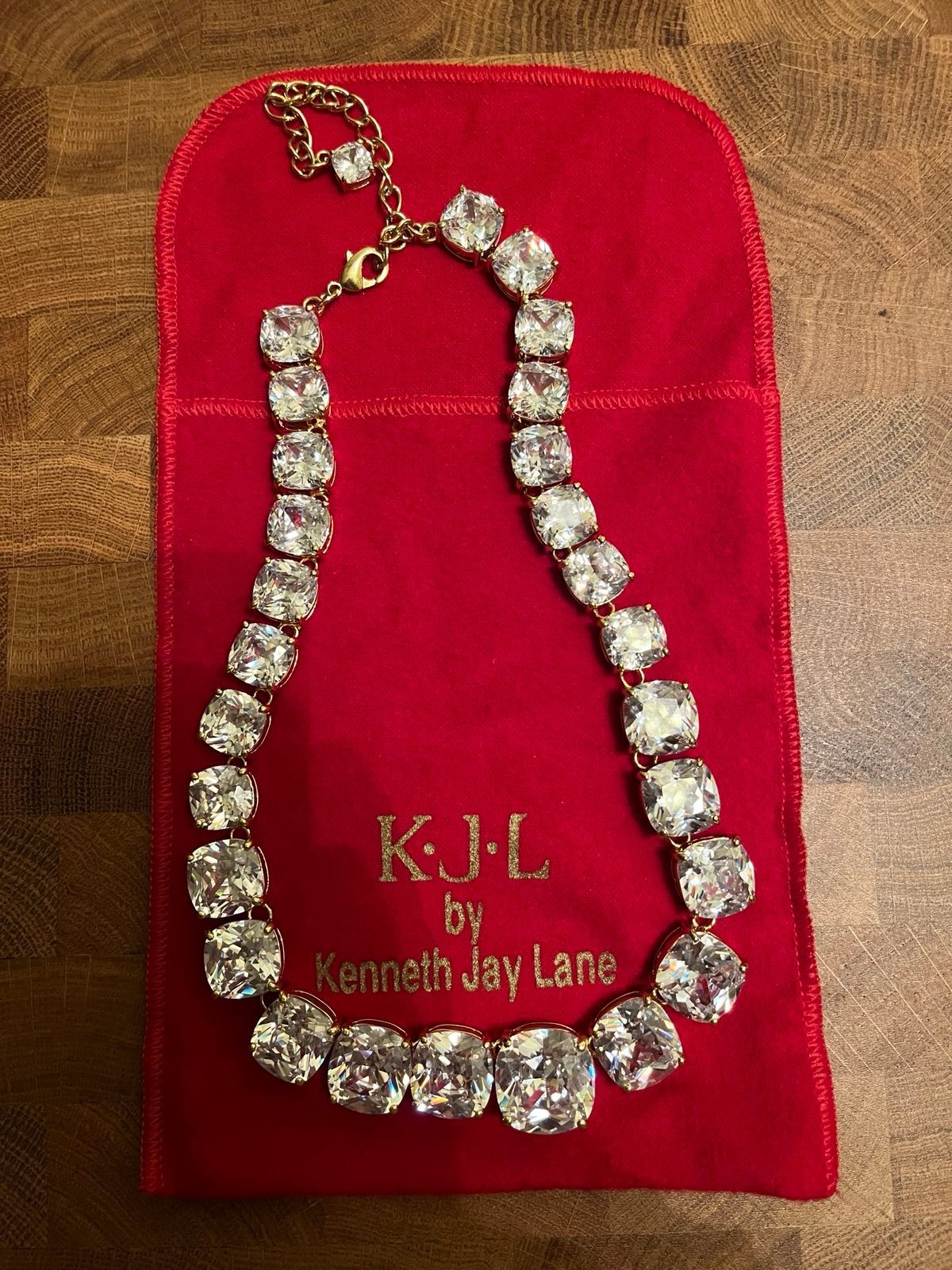 Necklace, graduated, Swarowski crystals, gold plated, KJL