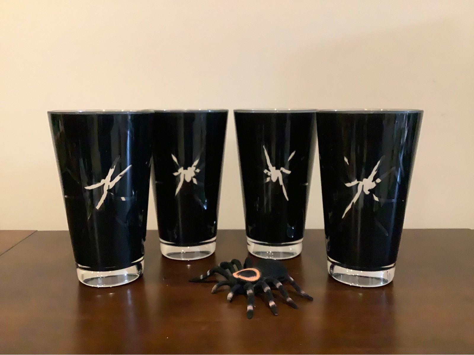 4 Acrylic Halloween Spider Drinking Cups