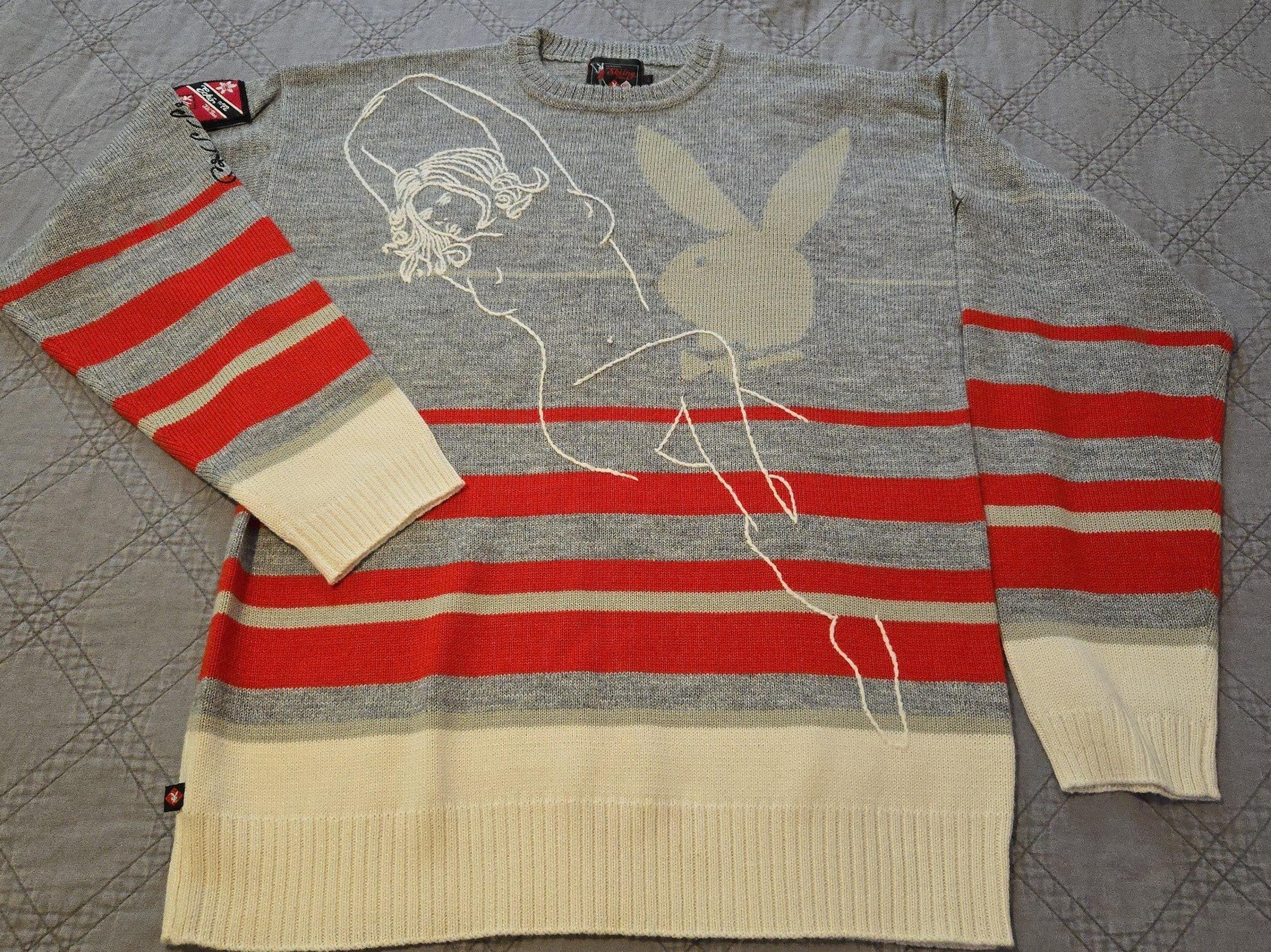 Vintage Ecko Mens Playboy skiing sweater Rare
