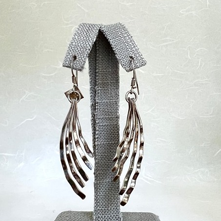 Vintage Sterling Silver Wavy Bars Dangle Earrings SE-2978