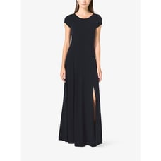 Michael Kors Sophisticated Minimalist Cap-Sleeve Flirty Front Slit Maxi Dress S