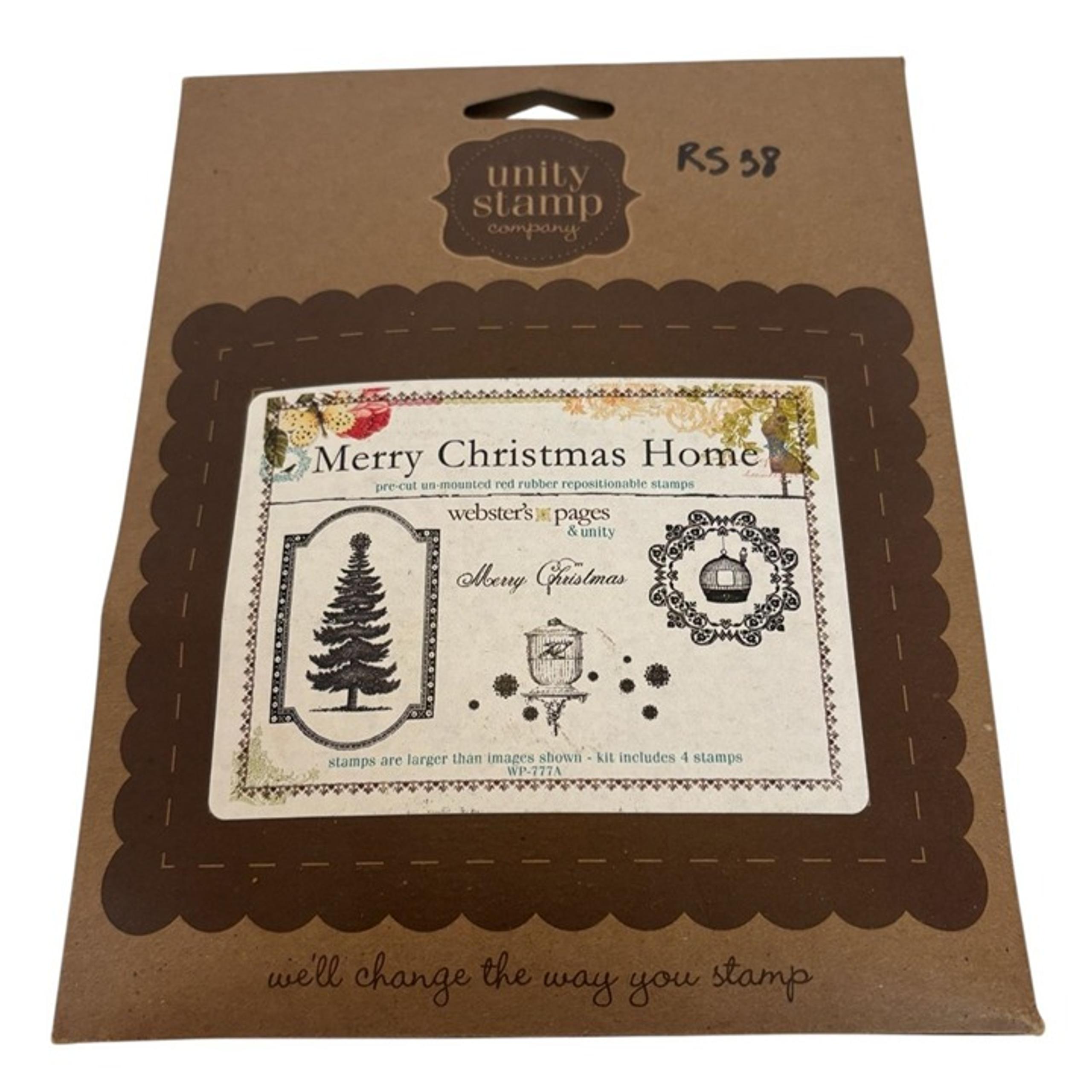 Unity Stamp Company Rubber Stamps Set Merry Christmas Home Birdcage Bird Holiday