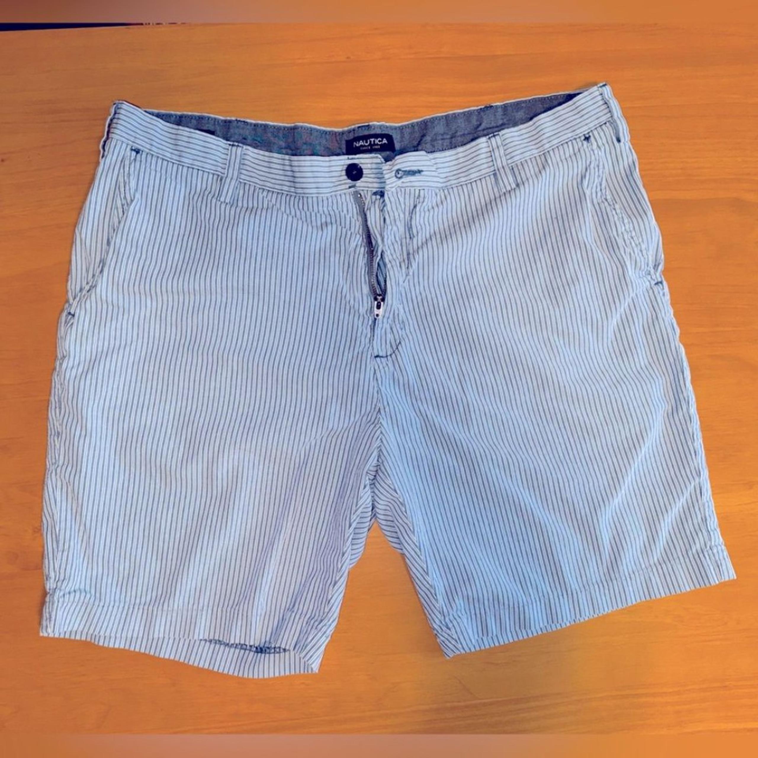 Nautica Men’s Striped Beach Summer Shorts Blue Size 38 Dress Shorts