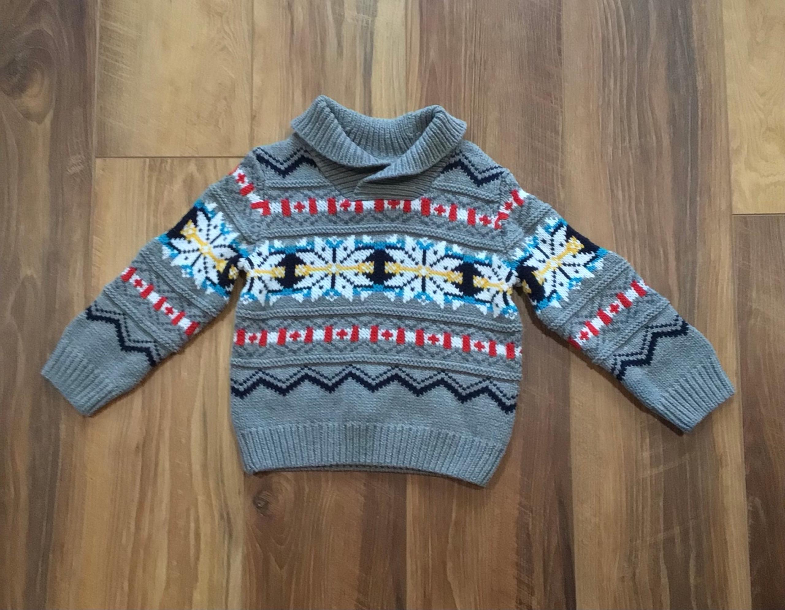Toddler boy  fairisle snowflake knit sweater 2t