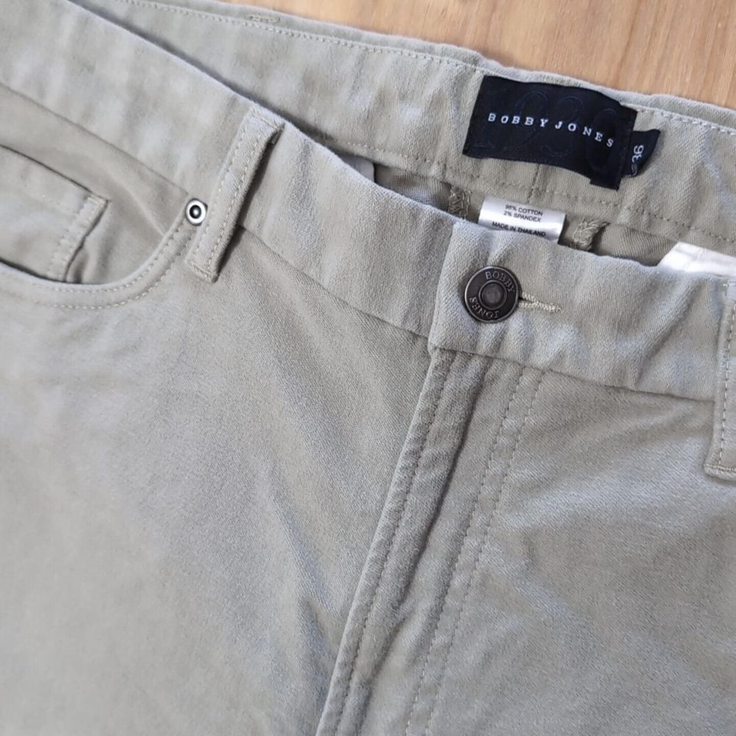 NEW Bobby Jones Pants Mens Size 36X34Green Chinos Brushed Cotton Stretch