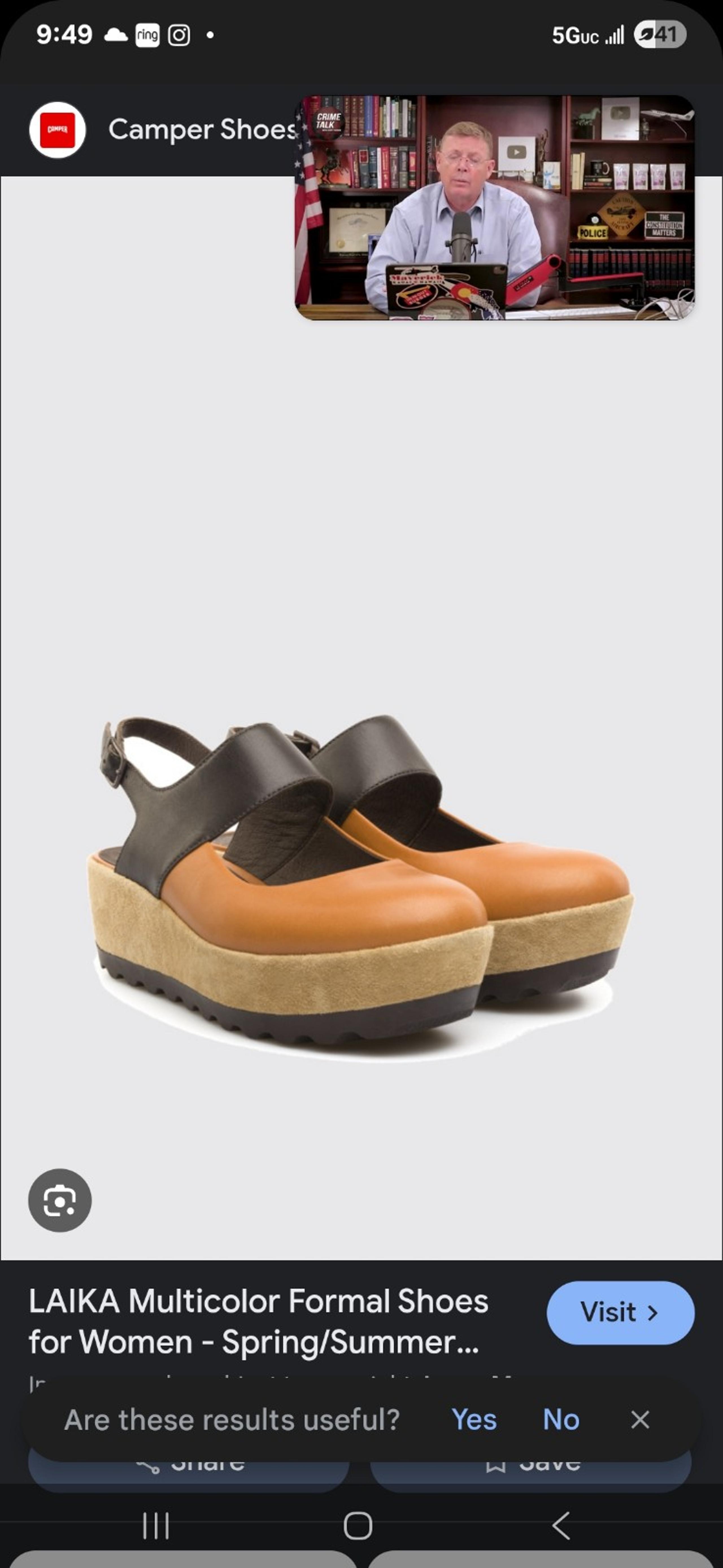 Camper womens tan leather platform sling back 40 9.5