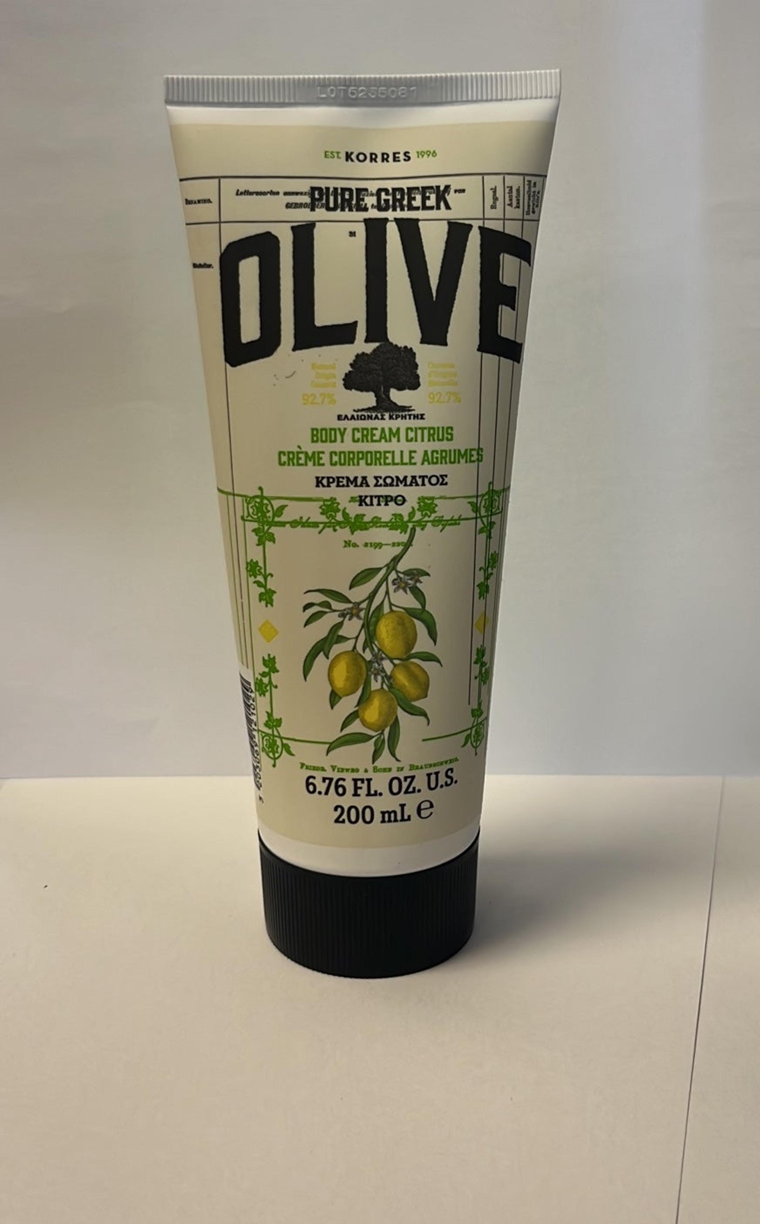 Korres pure Greek olive body cream citrus, 6.76 fluid ounces