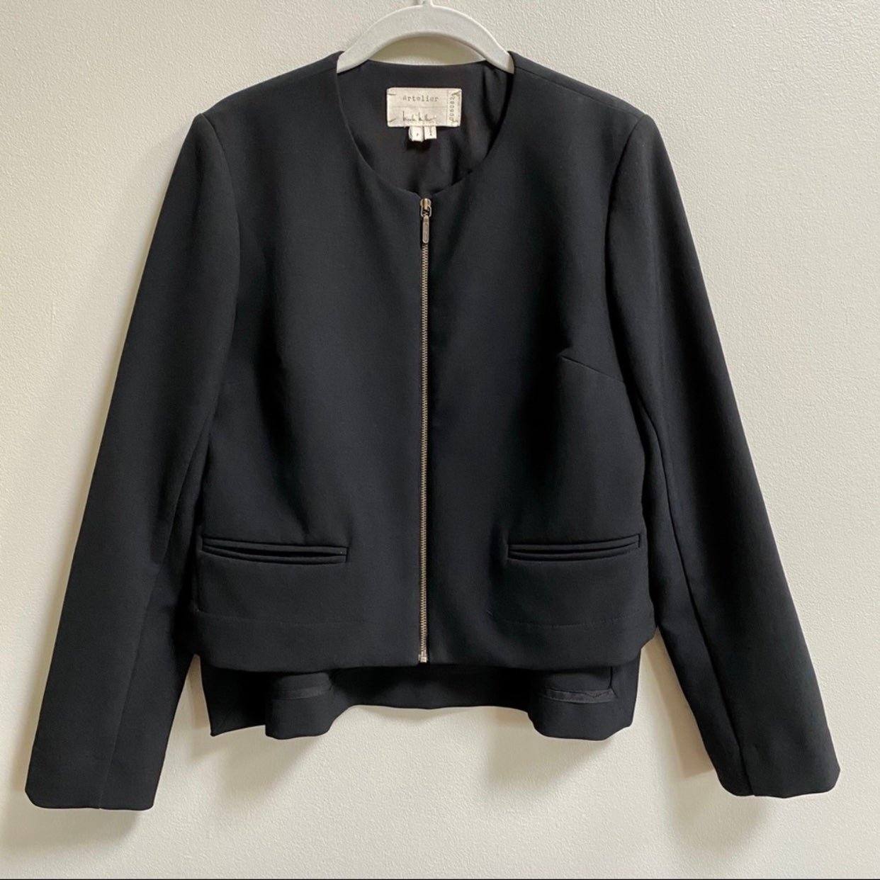 Nicole Miller Artelier Black High/Low Zip Front Jacket Size XS