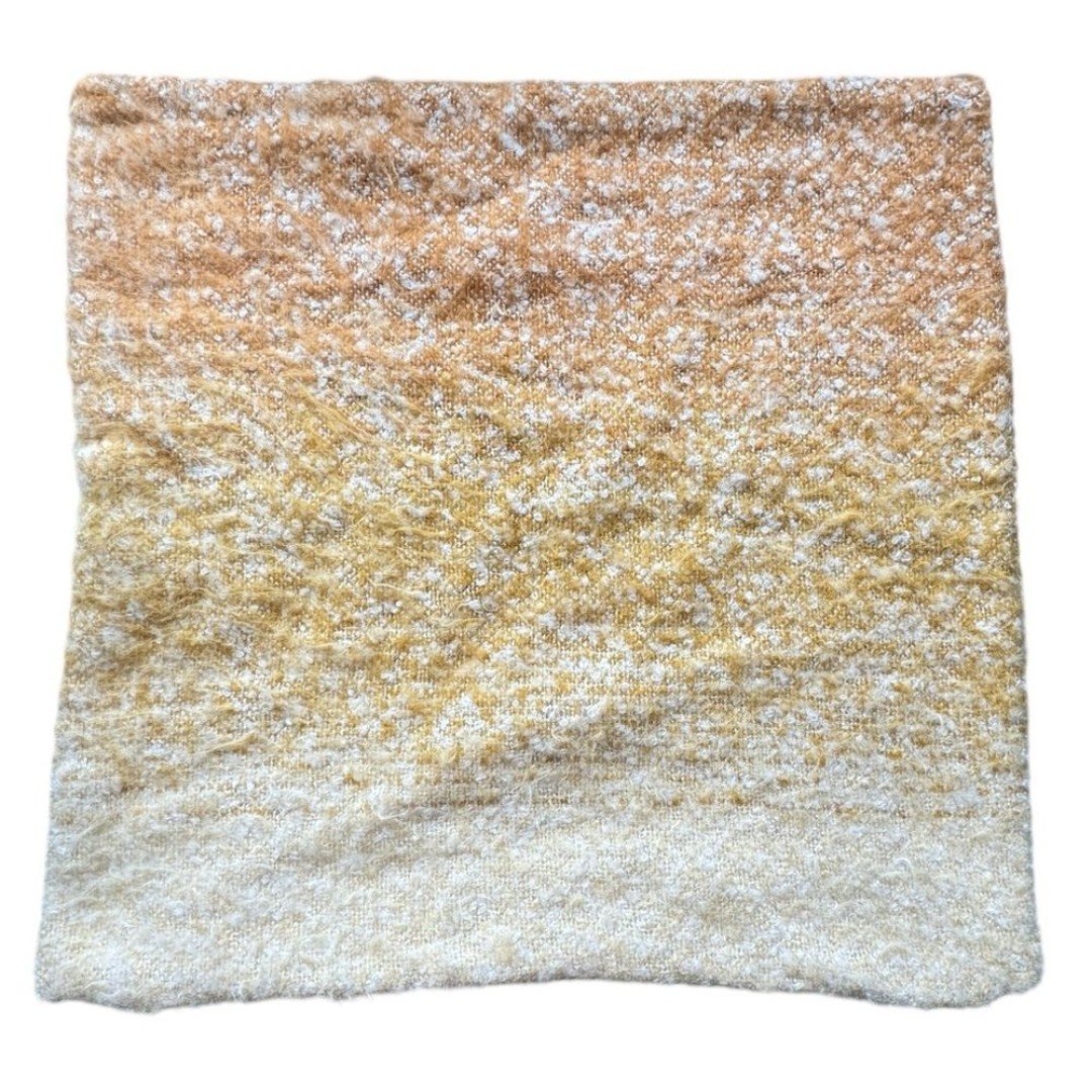 West Elm Ombre Knit Pillow Cover Gold Dark Horseraddish Soft Accent Brushed NEW