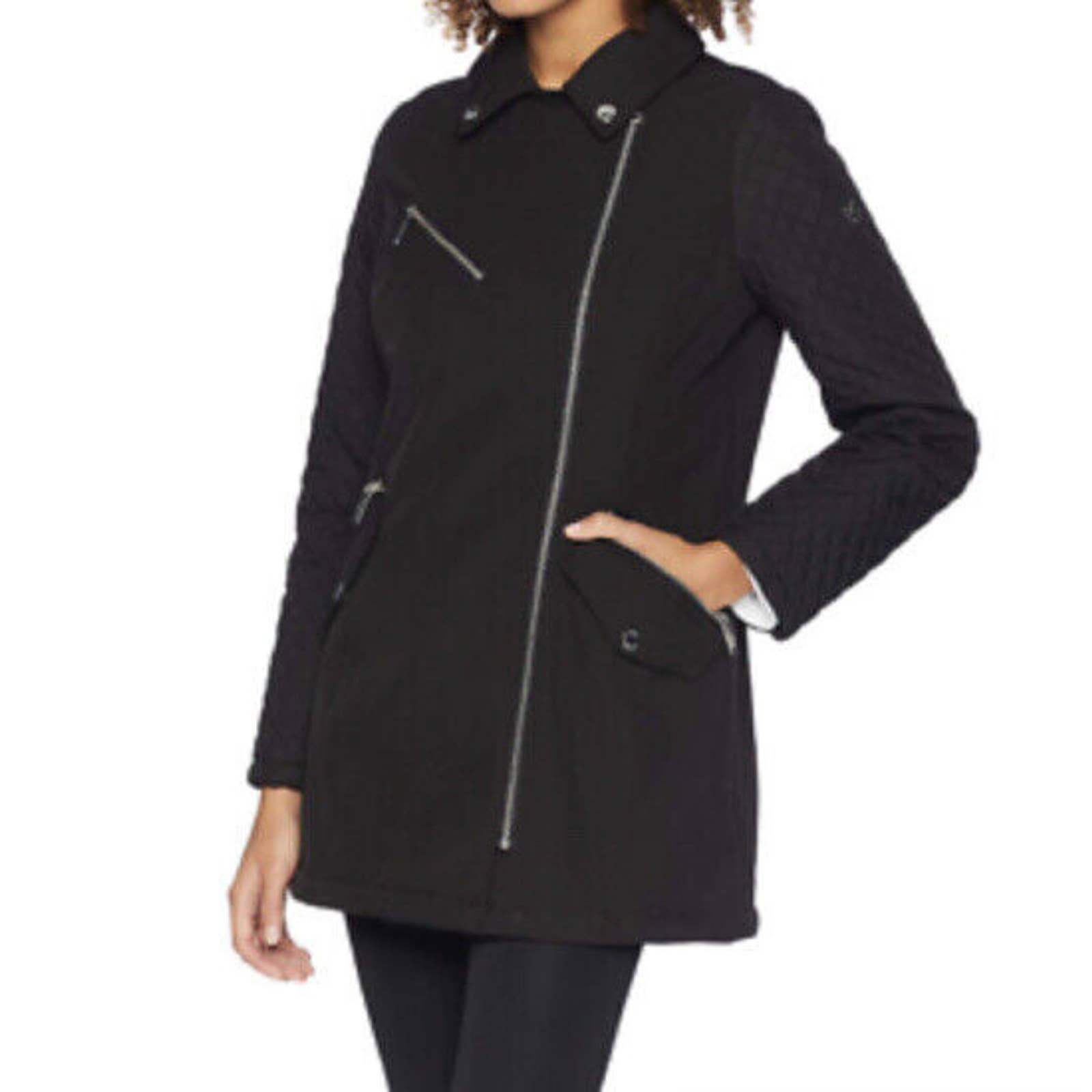 MICHAEL Michael Kors Women's Black Asymmetric Softshell Jacket S