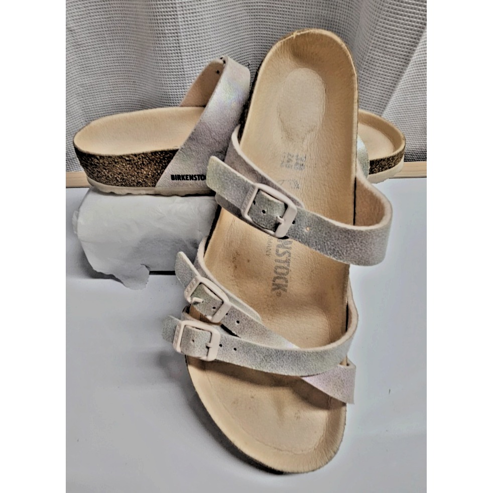 BIRKENSTOCK FRANCA VEGAN microfiber metallic silver rose pink 38/245/L7