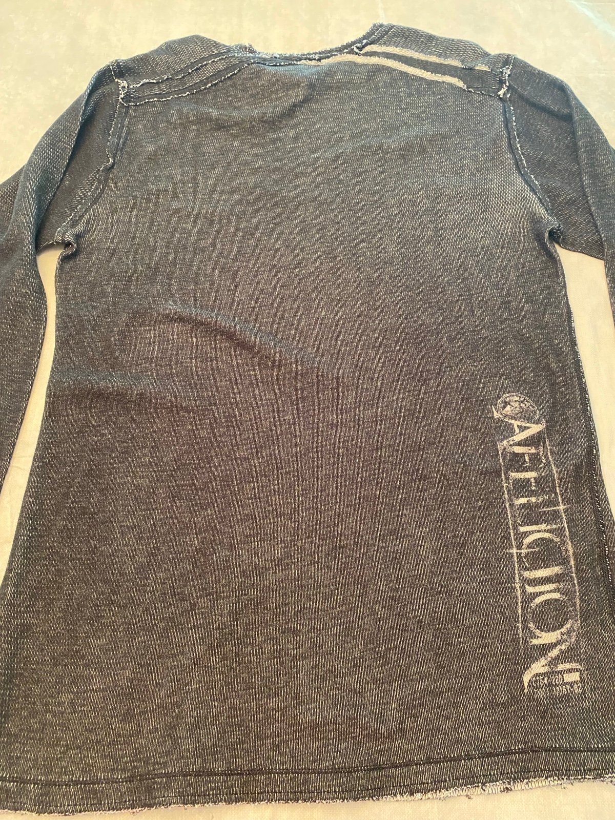 Affliction Distressed Reversible Sweater - Dark vs Light Gray- Size 2XL