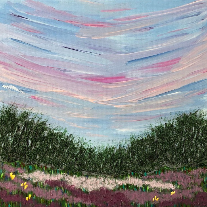 View to the Sky Acrylic Painting, 8 x 8
