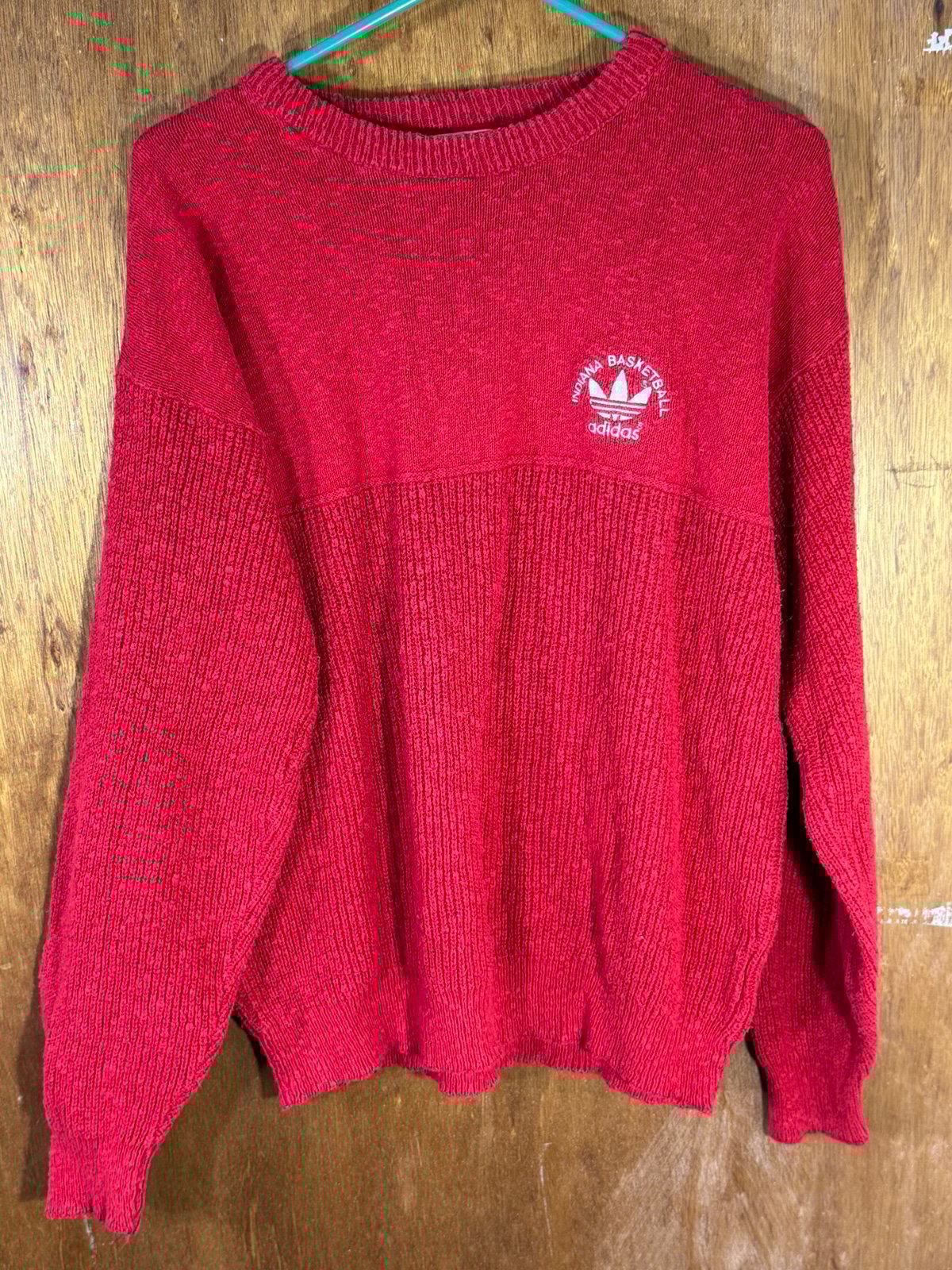 Vintage Indiana Hoosiers IU Basketball Adidas Bobby Knight Sweater Medium M USA