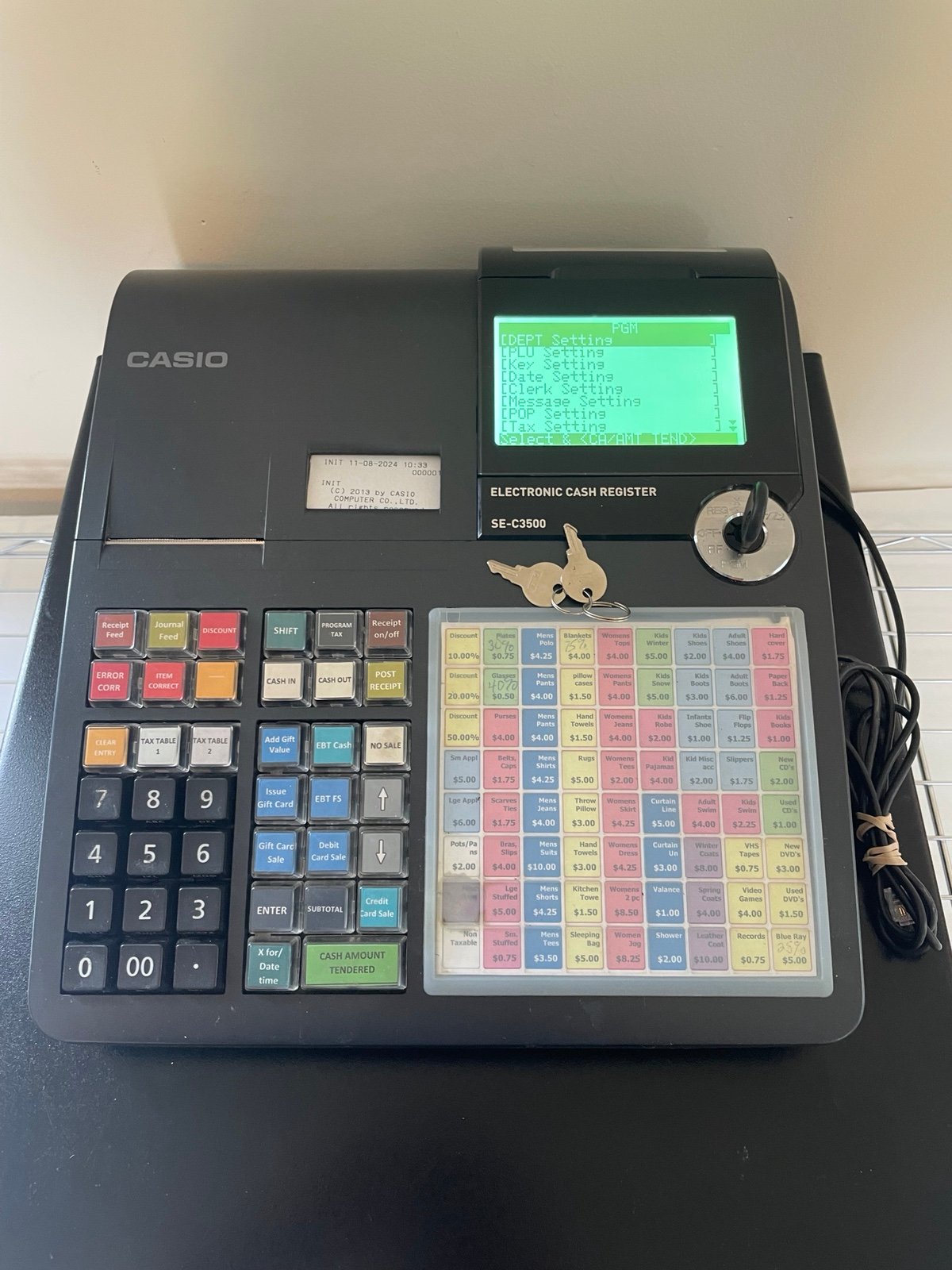 Casio SE-C3500 Electronic Cash Register with PGM and Drawer Keys TESTED