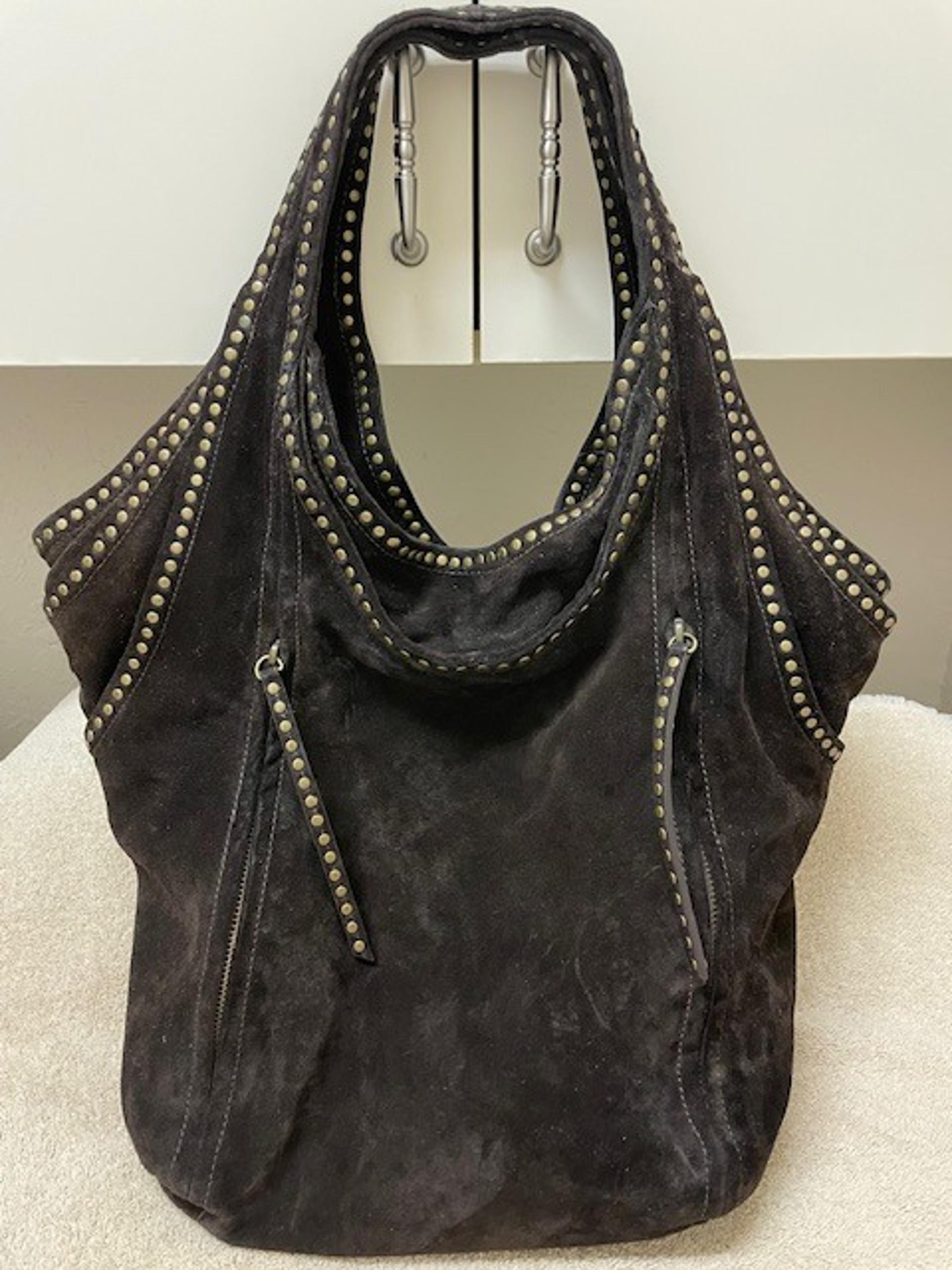 Kooba Tracy Brown Suede Studded Hobo Bag
