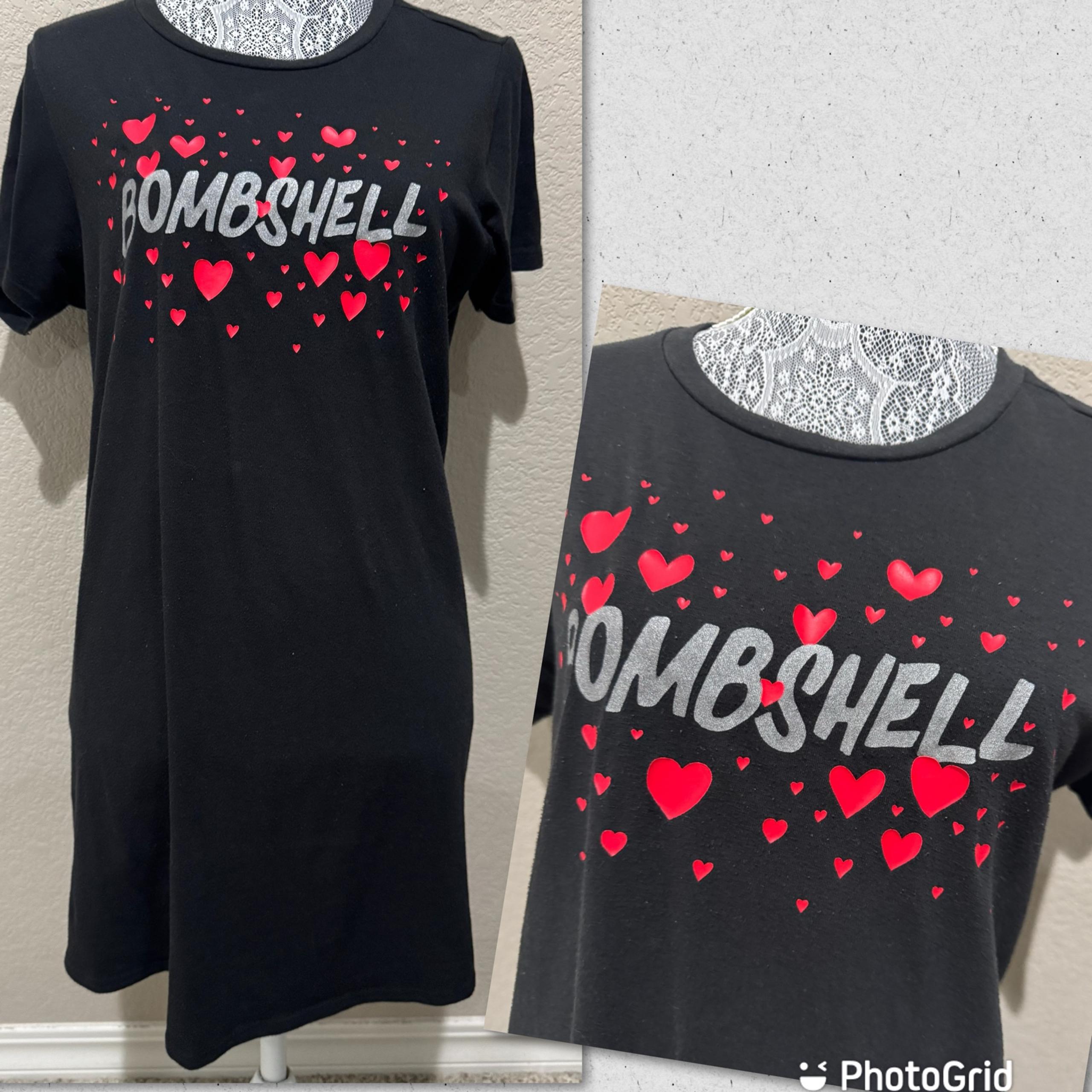 Victoria’s Secret Bombshell heart logo Sleepshirt size Medium Black