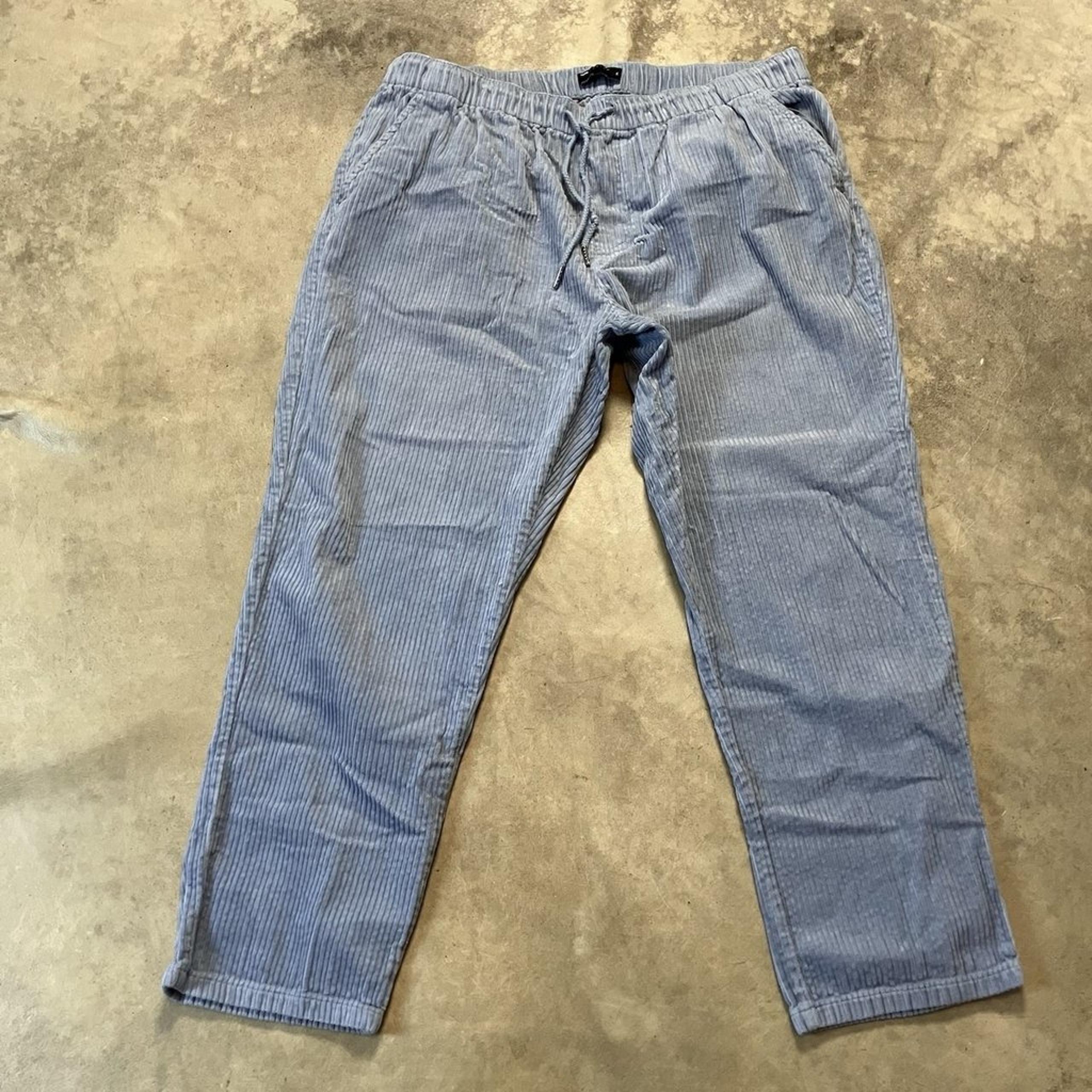 Asos Pants Womens Size 2XL Blue Corduroy Drawstring High Rise Crop