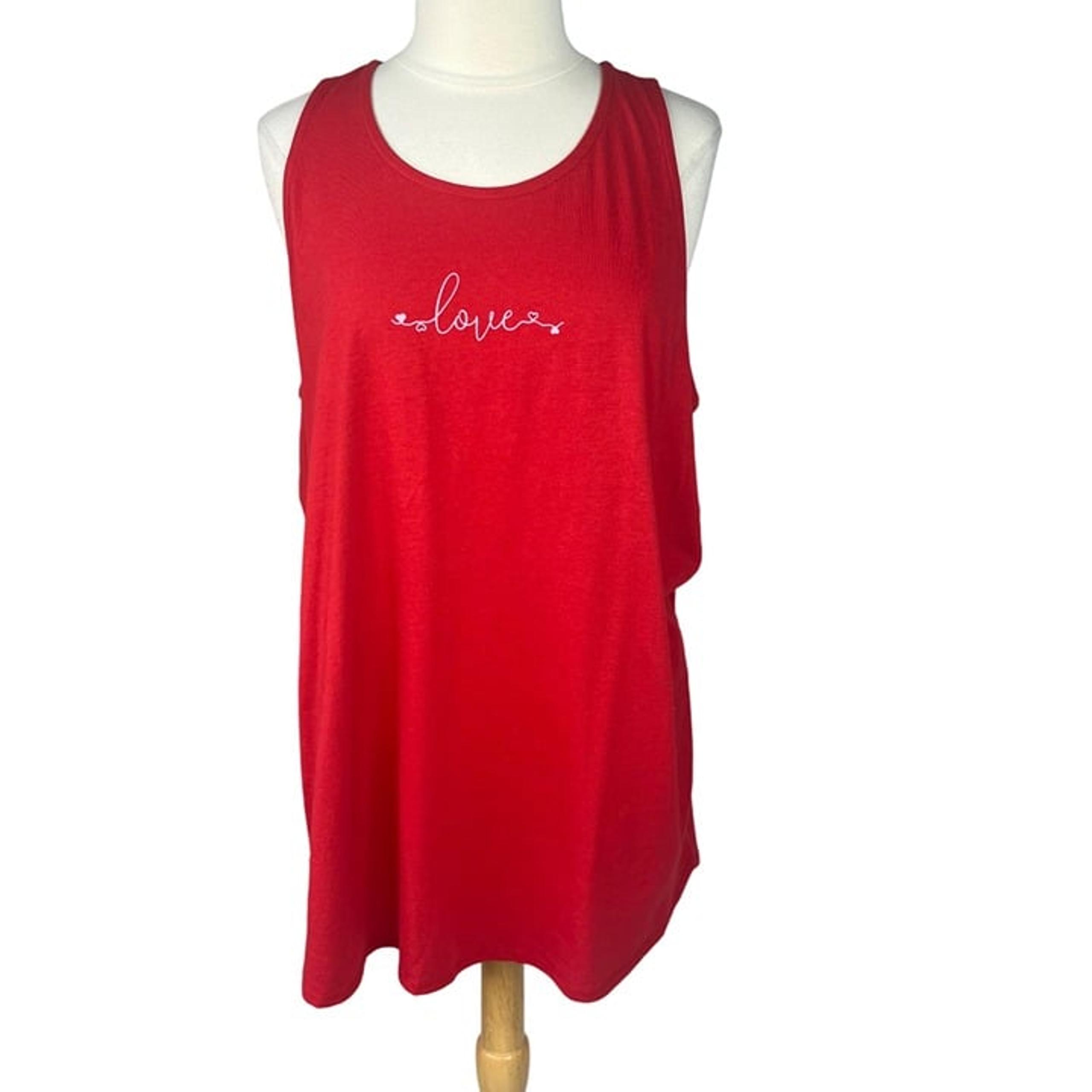 Sleep by Cacique Night Gown Tank Top Red Love Size 14/16 New WOT