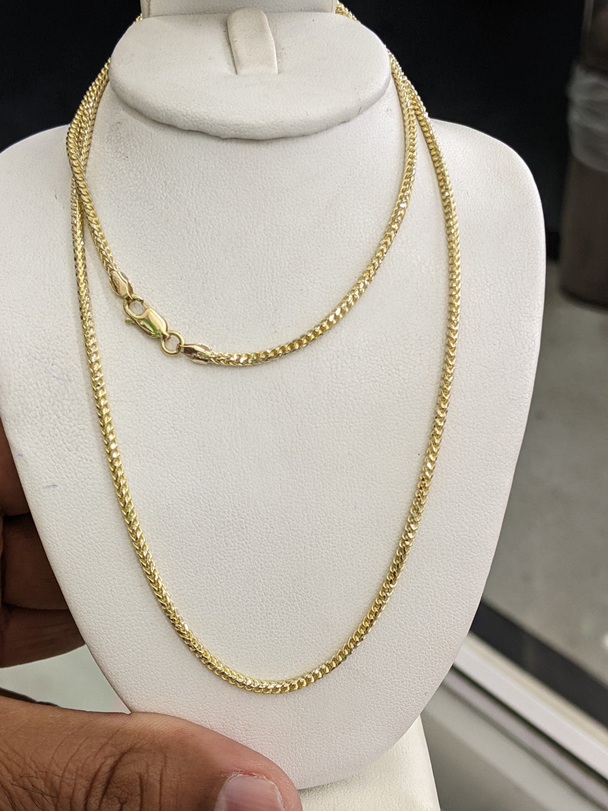 10kt Real Solid gold Round franco diamond cut chain