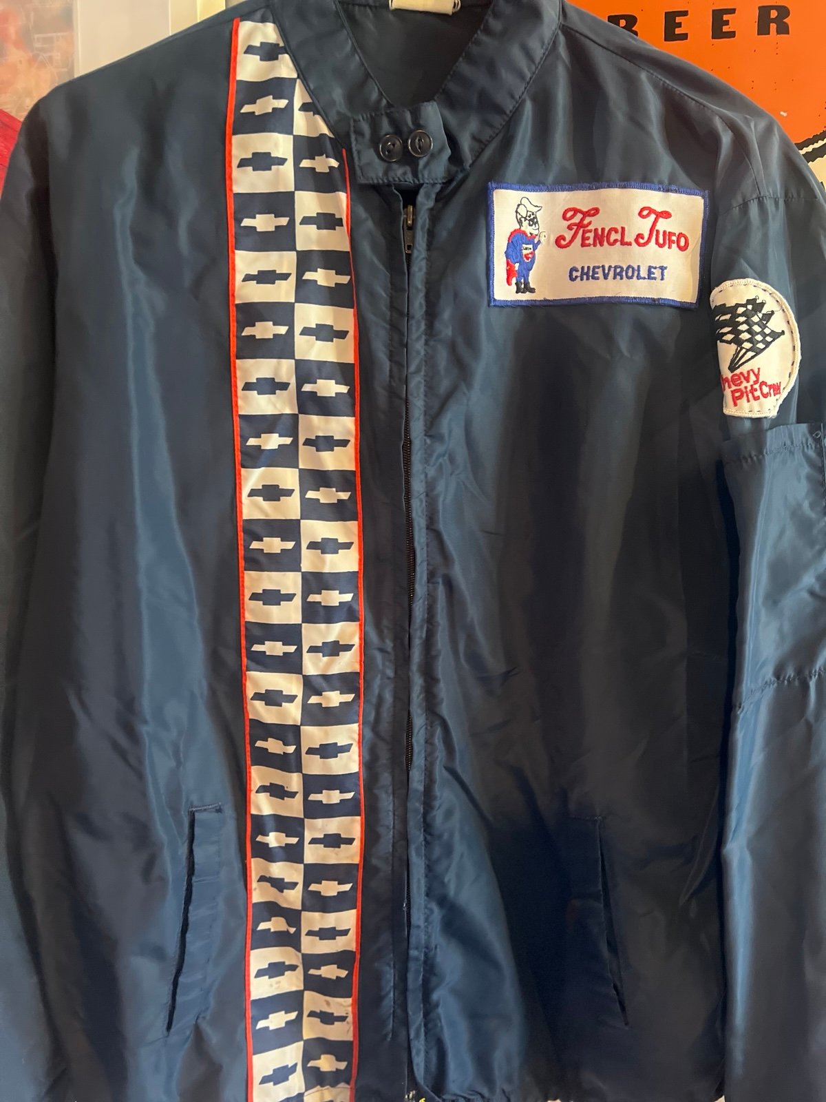 Vintage Chevrolet Logo Pit Crew Windbreaker Mechanic Jacket USA made