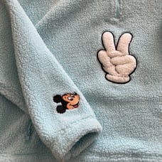 Disney Parks Mickey Mouse Peace Sign Blue Fleece Top for Women new with tags(XL)
