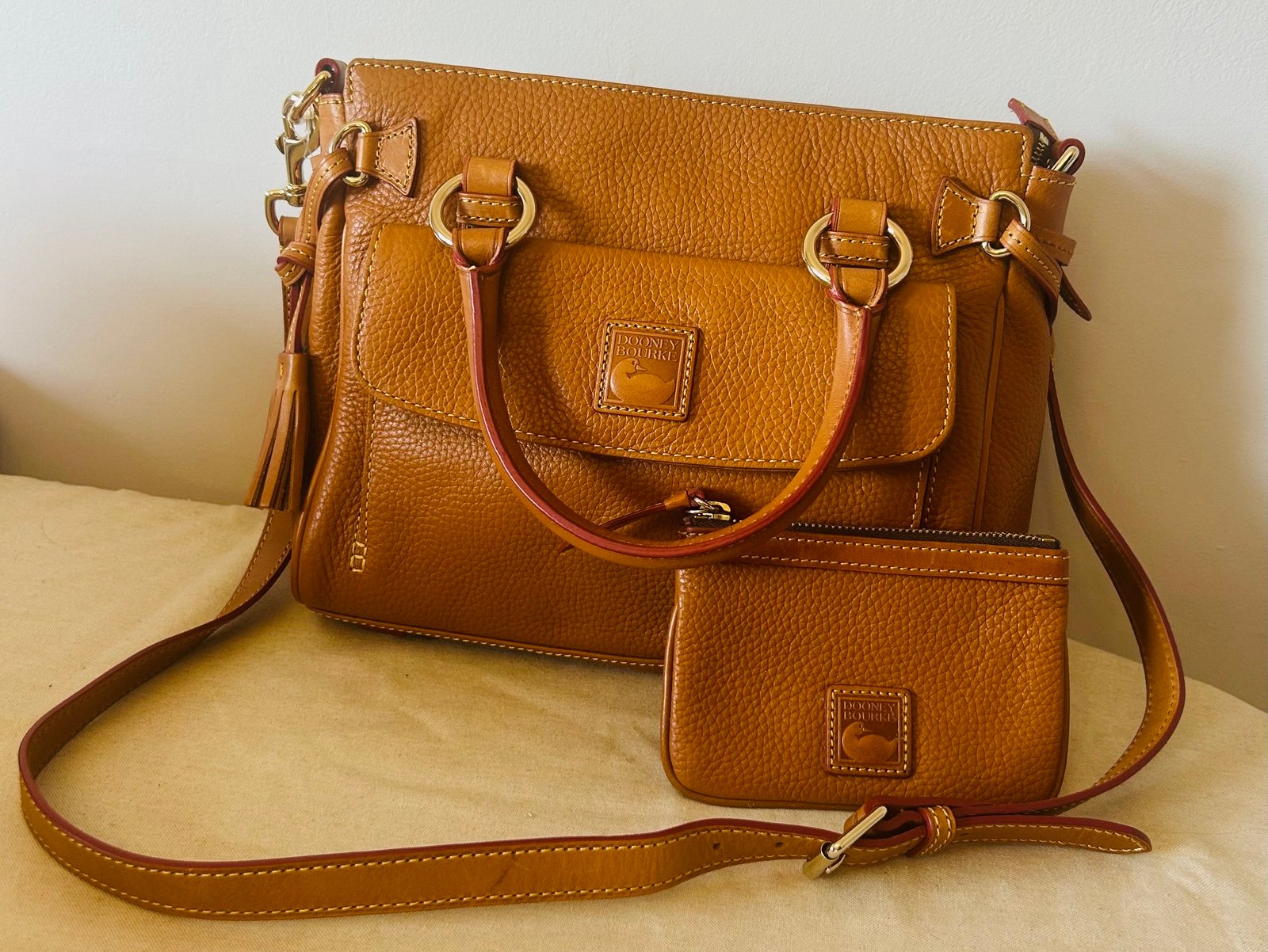 Dooney & Bourke Florentine Pocket Leather Satchel Bag and wristlet.