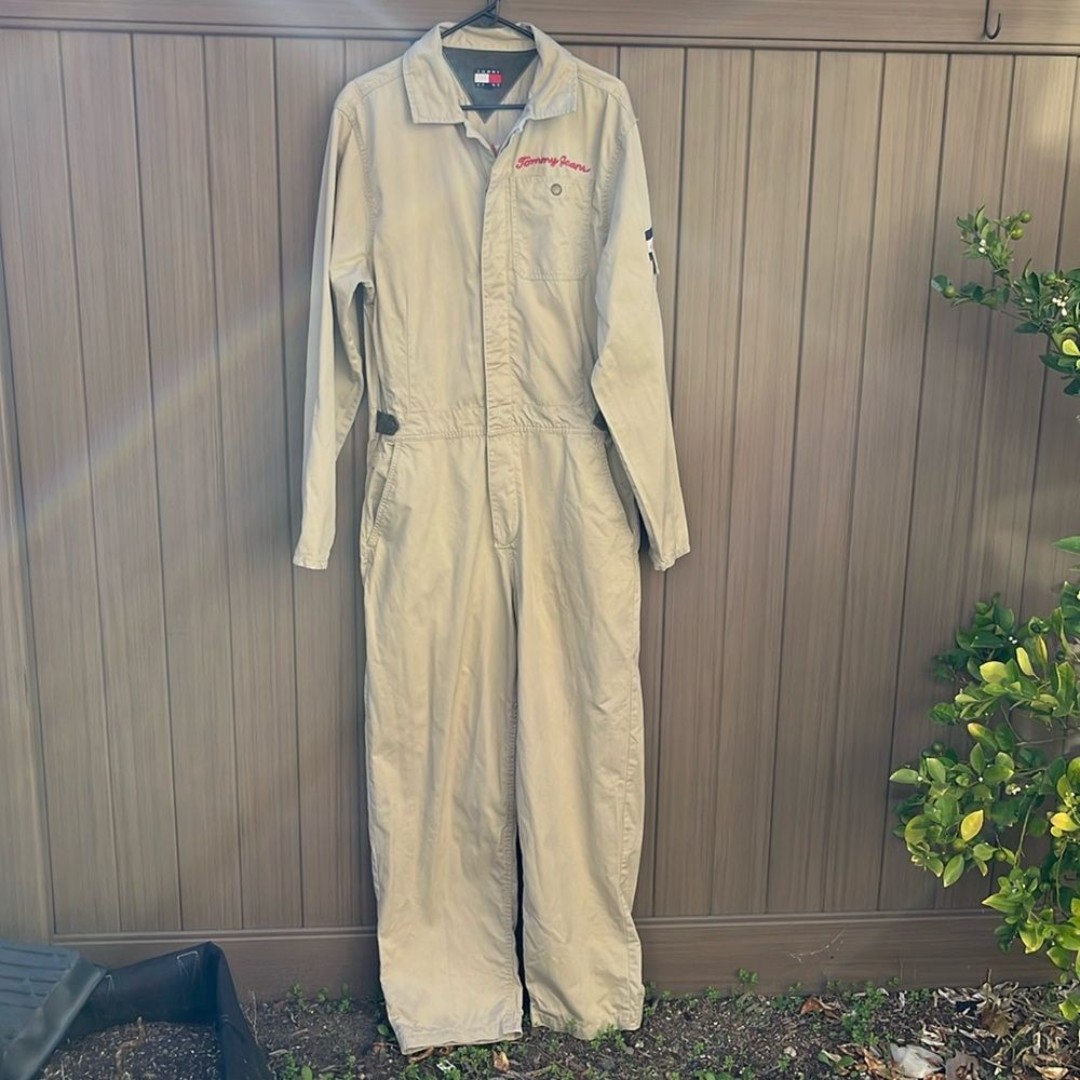 Tommy Hilfiger Jeans Speed Shop Jumpsuit Men's Medium Vintage Y2K Rare Tan