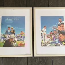 NFL Football Team of the 1950s Vintage Prints in 12 x 16 Solid Wood Frames