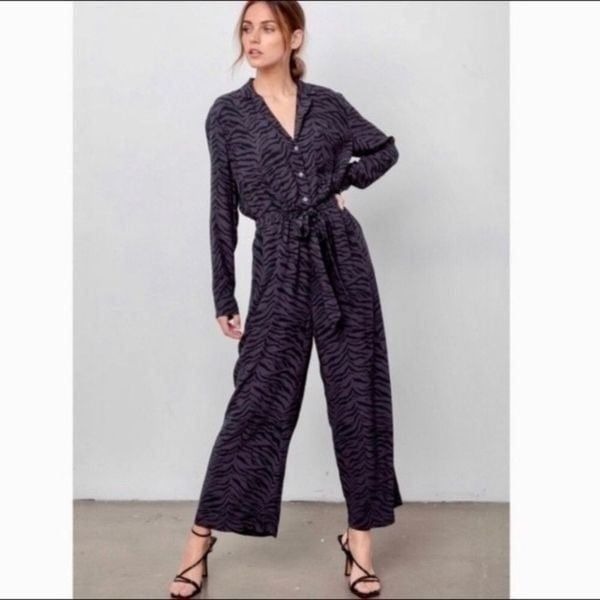RAILS Callan Azure Jumpsuit Animal Print Zebra C80
